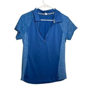 Under Armour Polo Shirt Women's Medium Blue 1/4 Zip Short Sleeve Golf Athletic